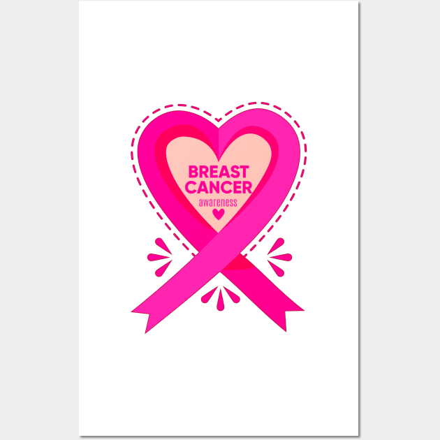 In October We Wear Pink Breast Cancer Awareness Survivor Wall Art by Goods-by-Jojo